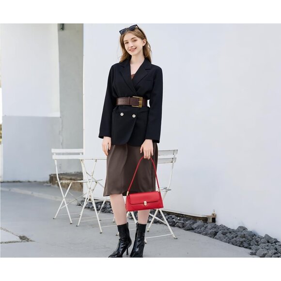 Women's Red Mini Shoulder Clutch Vintage Retro Classic Small Cute Hobo Handbag - Picture 7 of 7